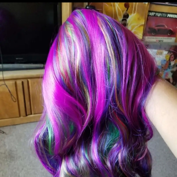 Long Rainbow Curly Wig - Perfect for Cosplay, Prom, and Anime Fans  Durability. - Picture 15 of 15